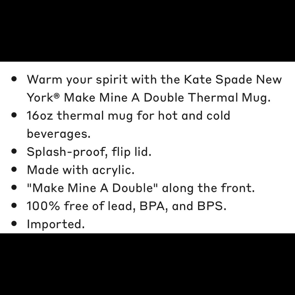 ๐ HP ๐ kate spade Make Mine a Double Thermal Mug - Picture 9 of 9